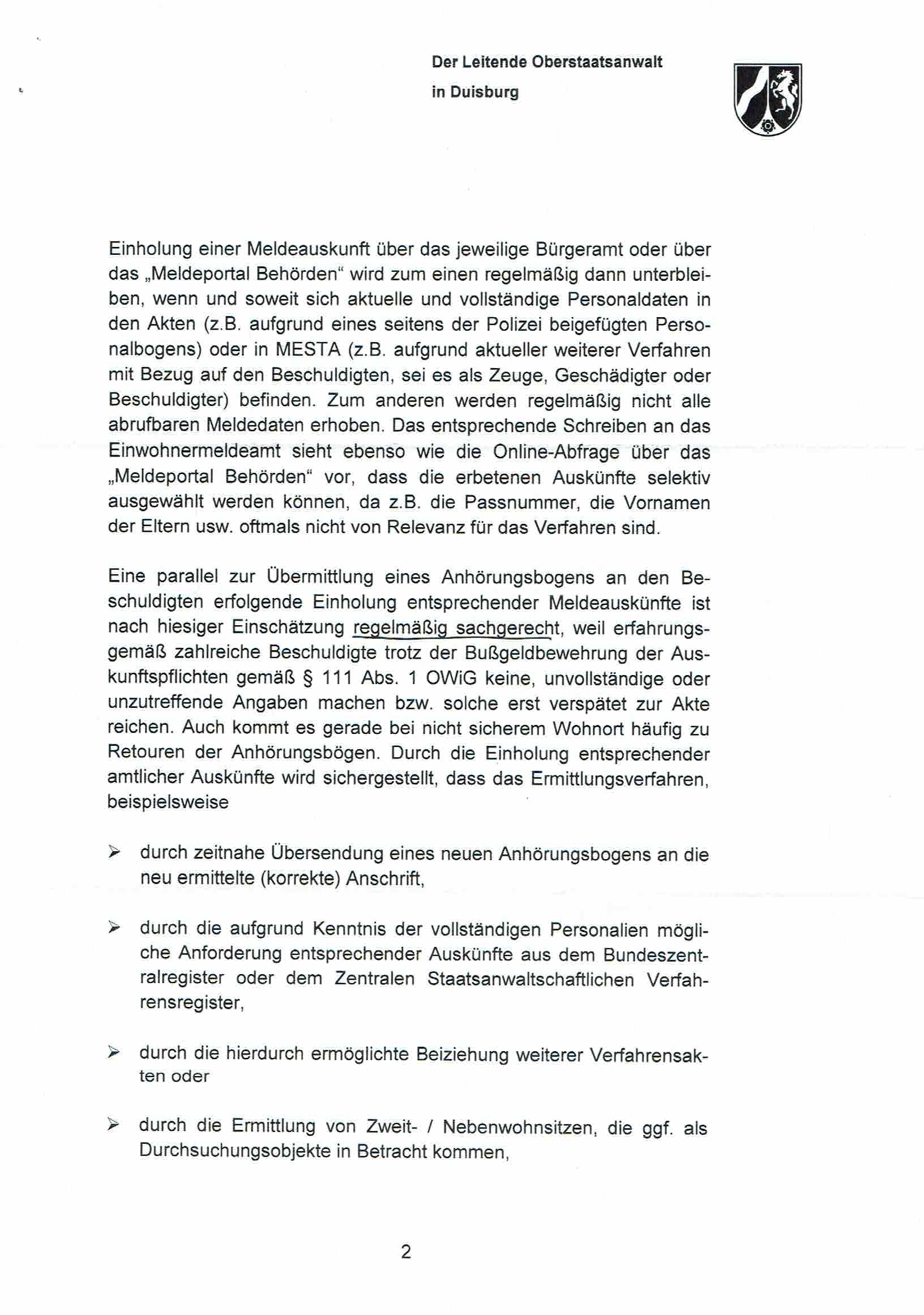 Nachricht der Landesbeauftragen für Datenschutz und Informationsfreiheit Nordrhein-Westfalen vom 30.05.2017, Anlage S. 2